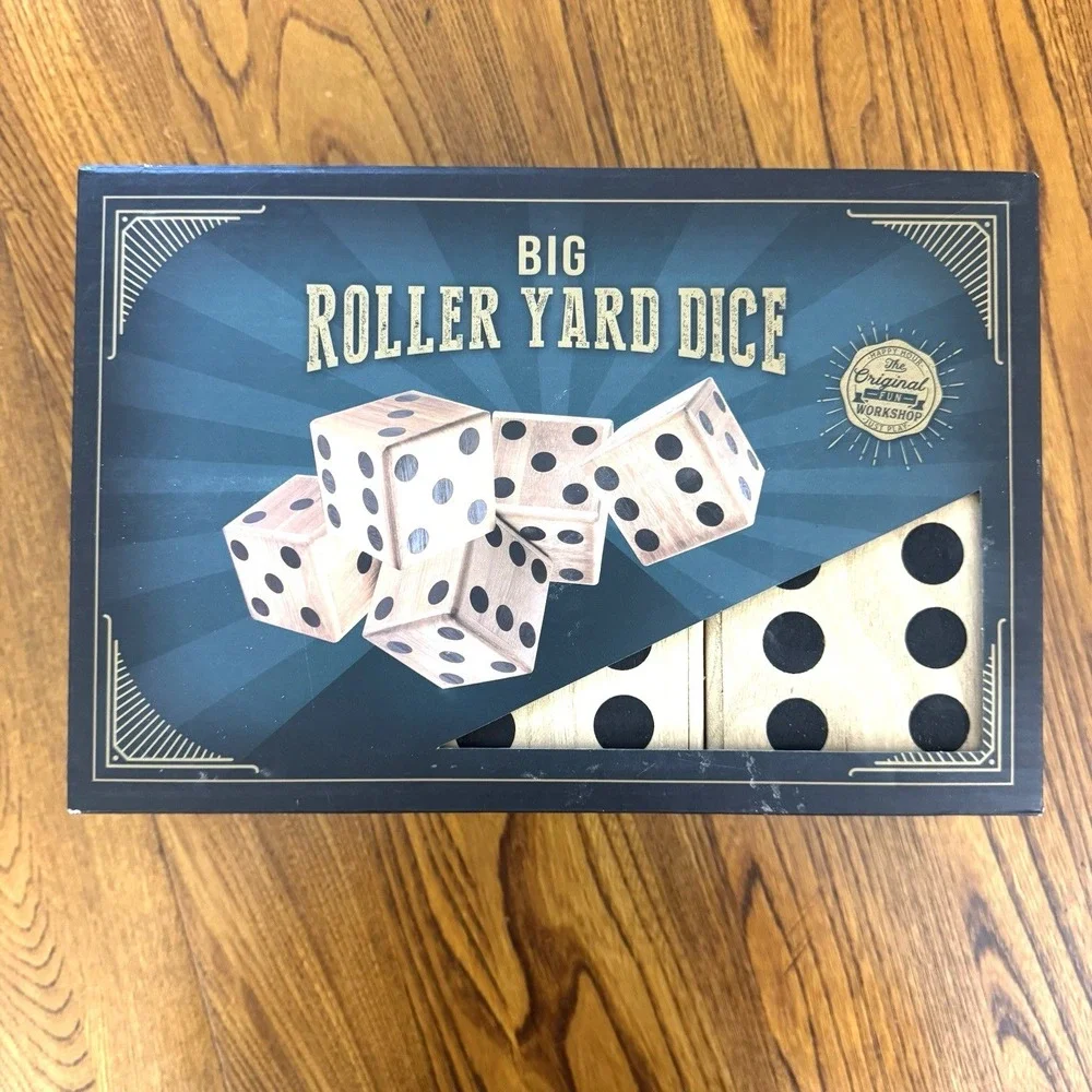 The Original Fun Workshop Big Roller Yard Dice (5 Wooden Dice) New Original Box